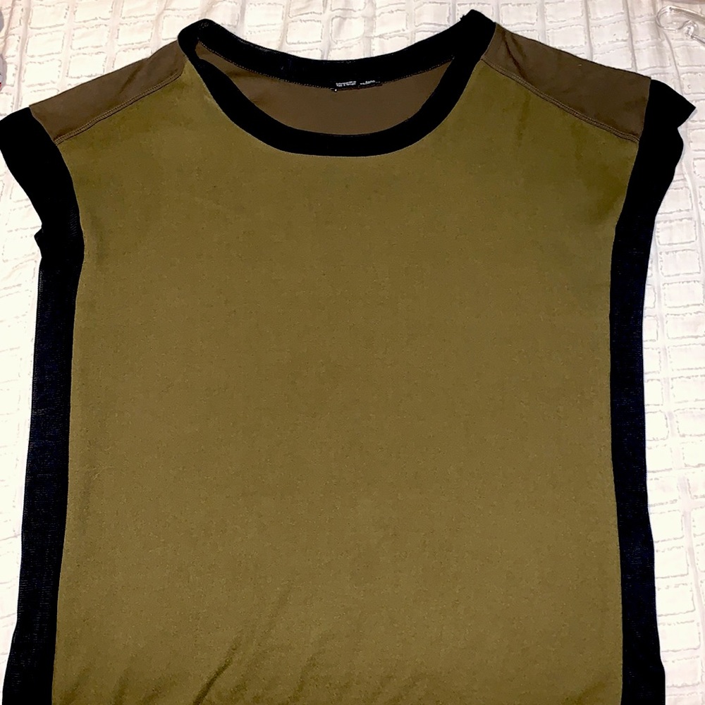 Zara Olive Green top with Black Trim